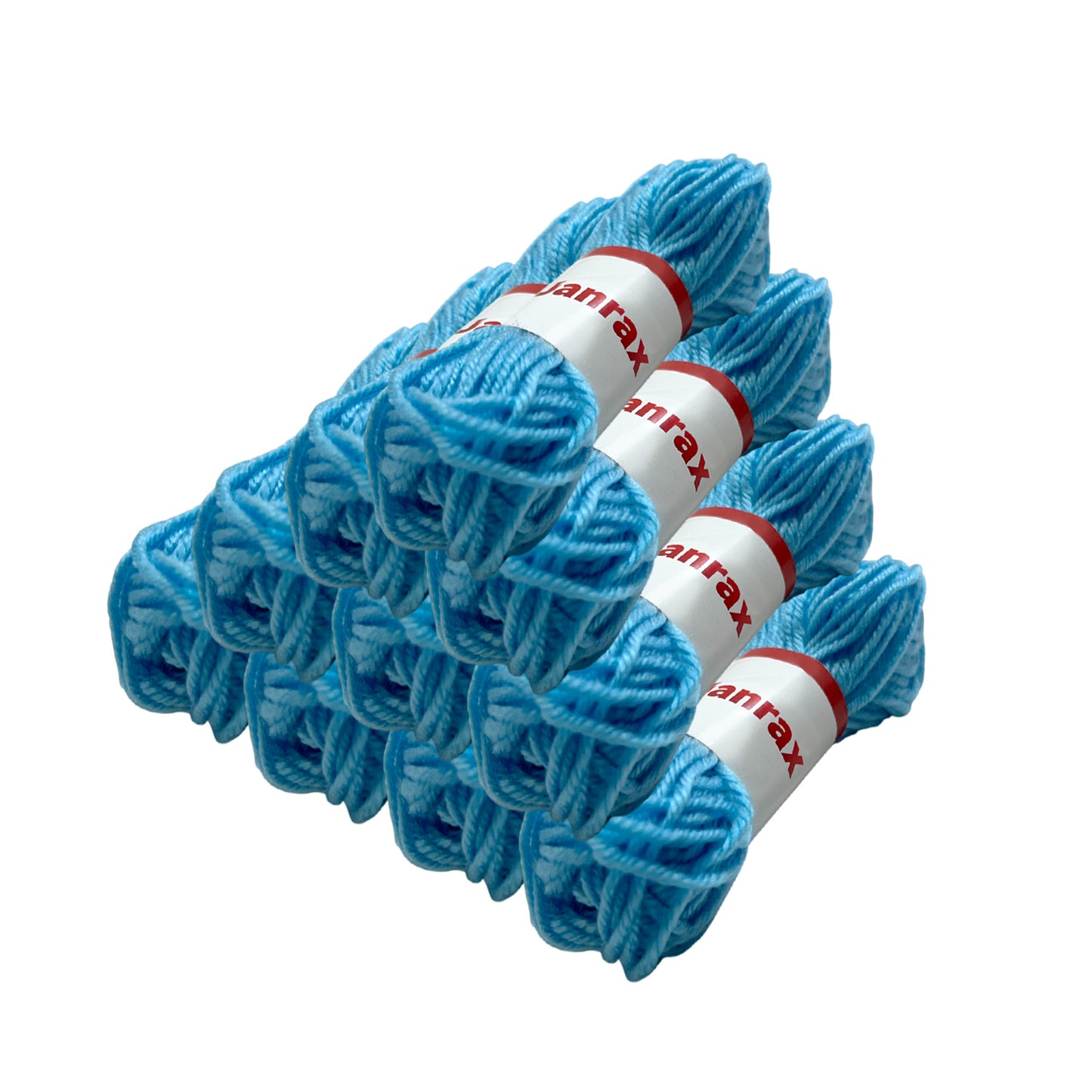 Pack of 20 Light Blue Acrylic Yarn Rolls – 10g each, 4 Strand 8 Ply Knitting Wool