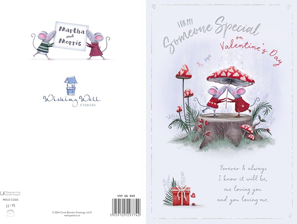 Mice Dancing Under Mushroom Someone Special Valentine's Day Card