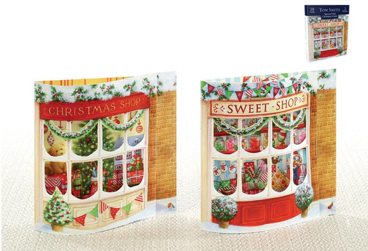 Pack of 10 Special Fold Shop Window Design Christmas Cards