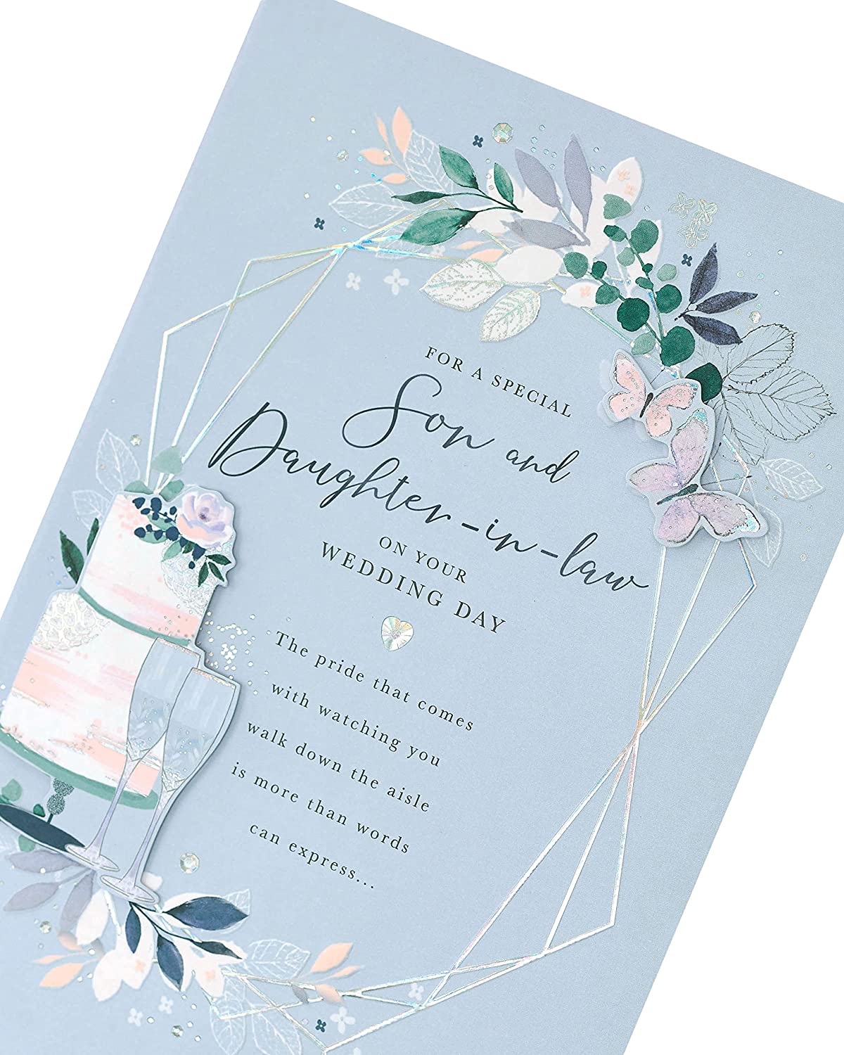 Contemporary Wedding Day Card for Son & Daughter in Law