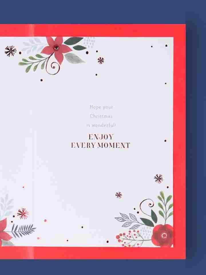 Special Sister & Family Christmas Card  Red Floral 