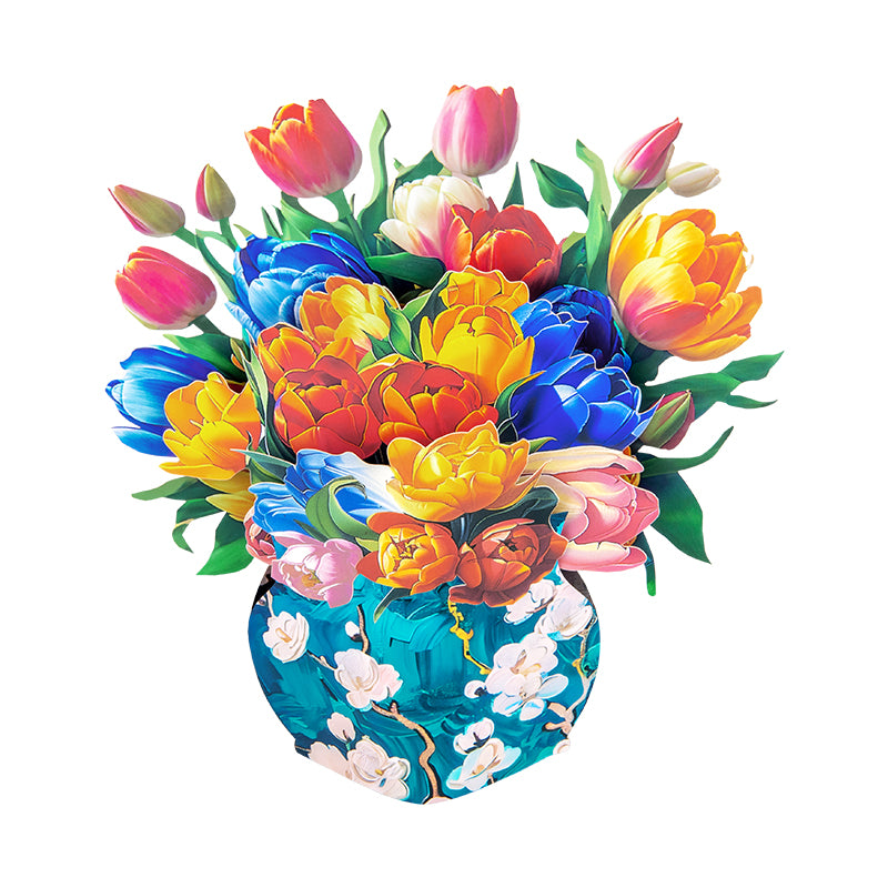 Tulip Harmony 3D Pop Up Vase Greeting Card - Birthday Anniversary Mother's Valentine's Day