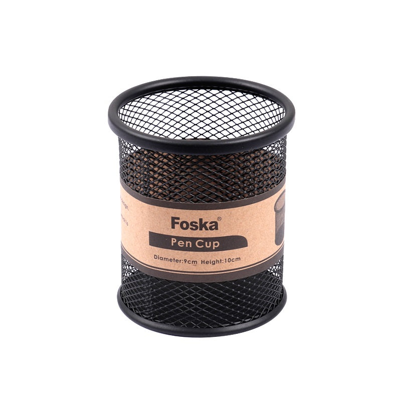 Pack of 4 Black Wire Mesh Desk Pen Pot 9 x 10cm