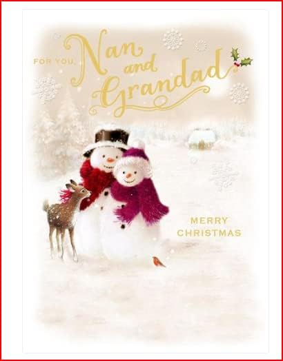 Nan and Grandad Christmas Card Snowmen Couple Design