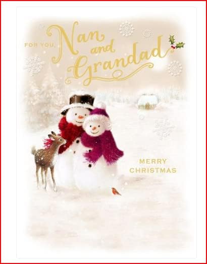 Nan and Grandad Christmas Card Snowmen Couple Design 