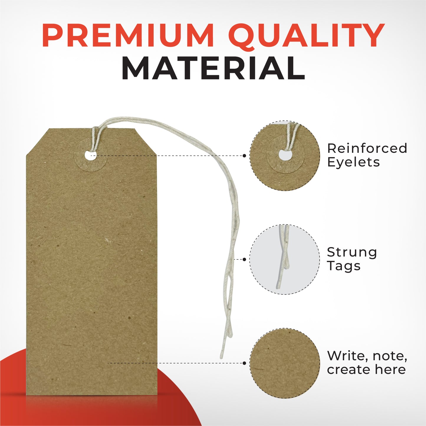 Pack of 100 Brown Buff Strung Tags 54mm x 30mm