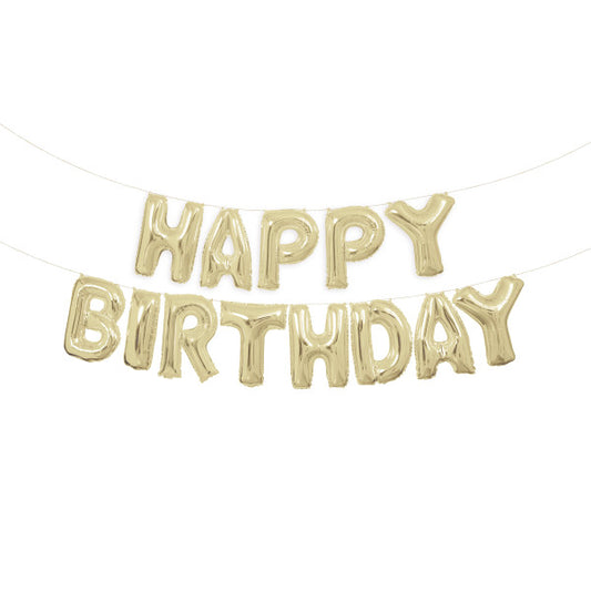 Gold Happy Birthday Foil Letter Balloon Banner Kit, 14"