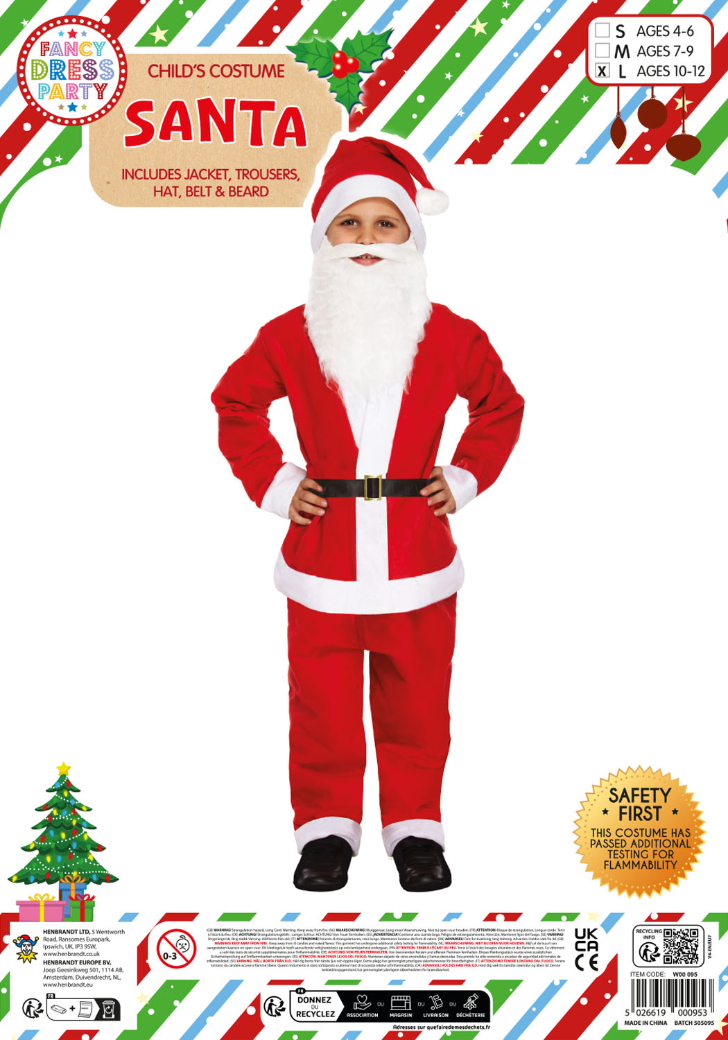 Child Santa Claus Fancy Dress Costume 10-12 Years Old