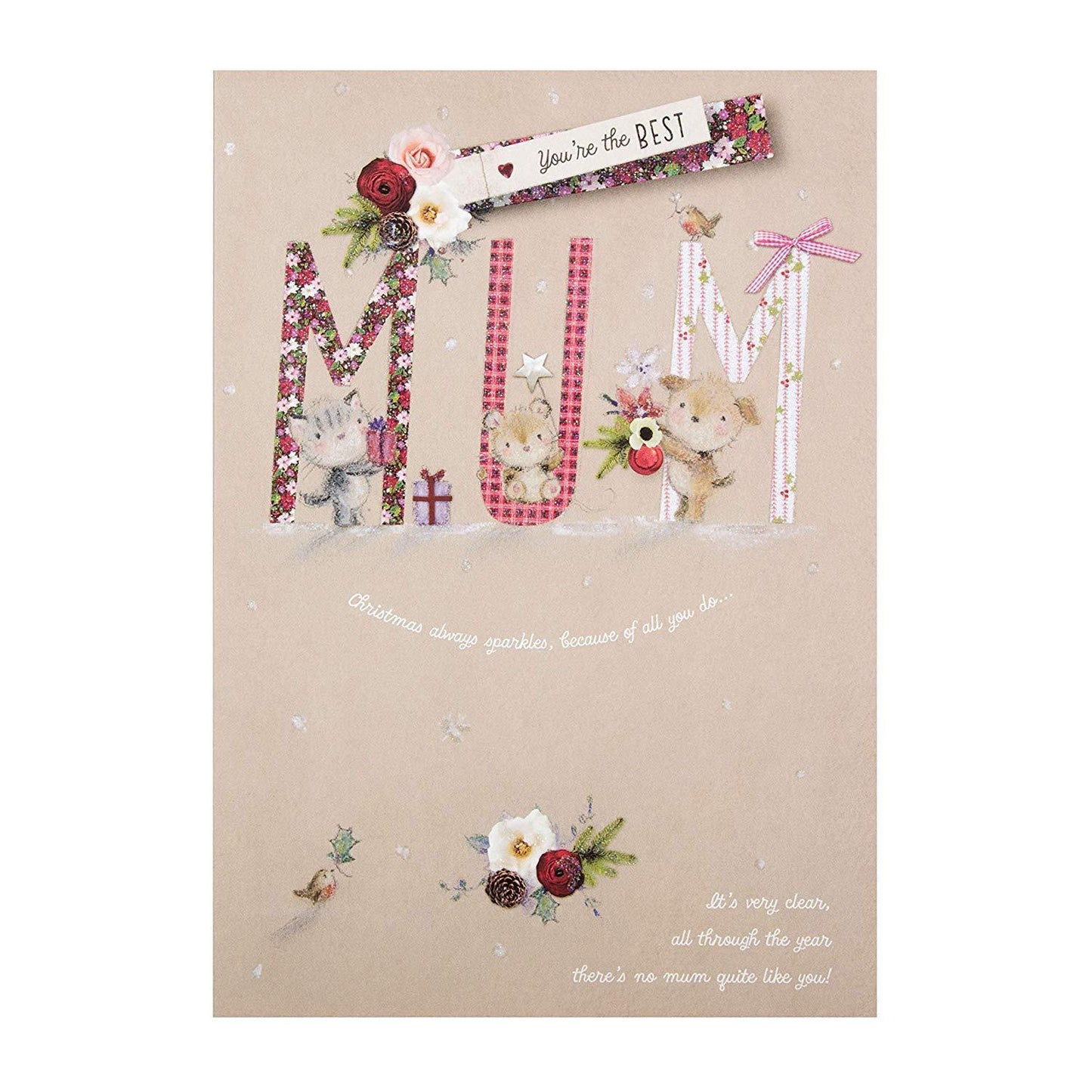 Best Mum Christmas Card "Love and Thanks"