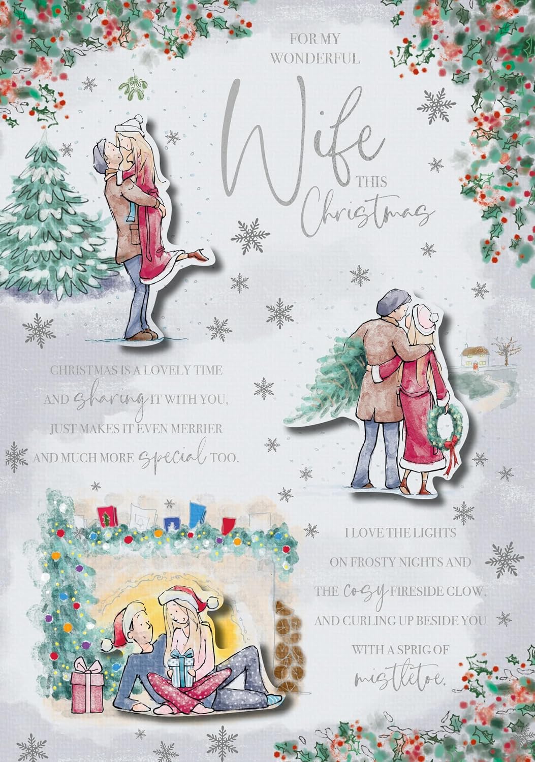 Couple Together Design Wonderful Wife Christmas Card