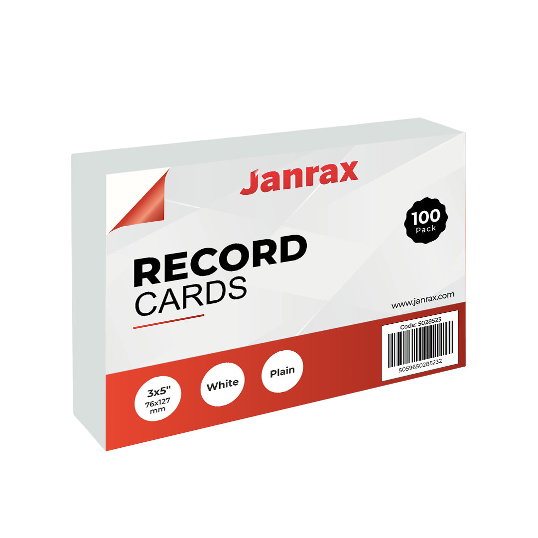 Pack of 1200 White Plain 5x3" Record Cards – Blank Study Index Cards for Notes, Revision