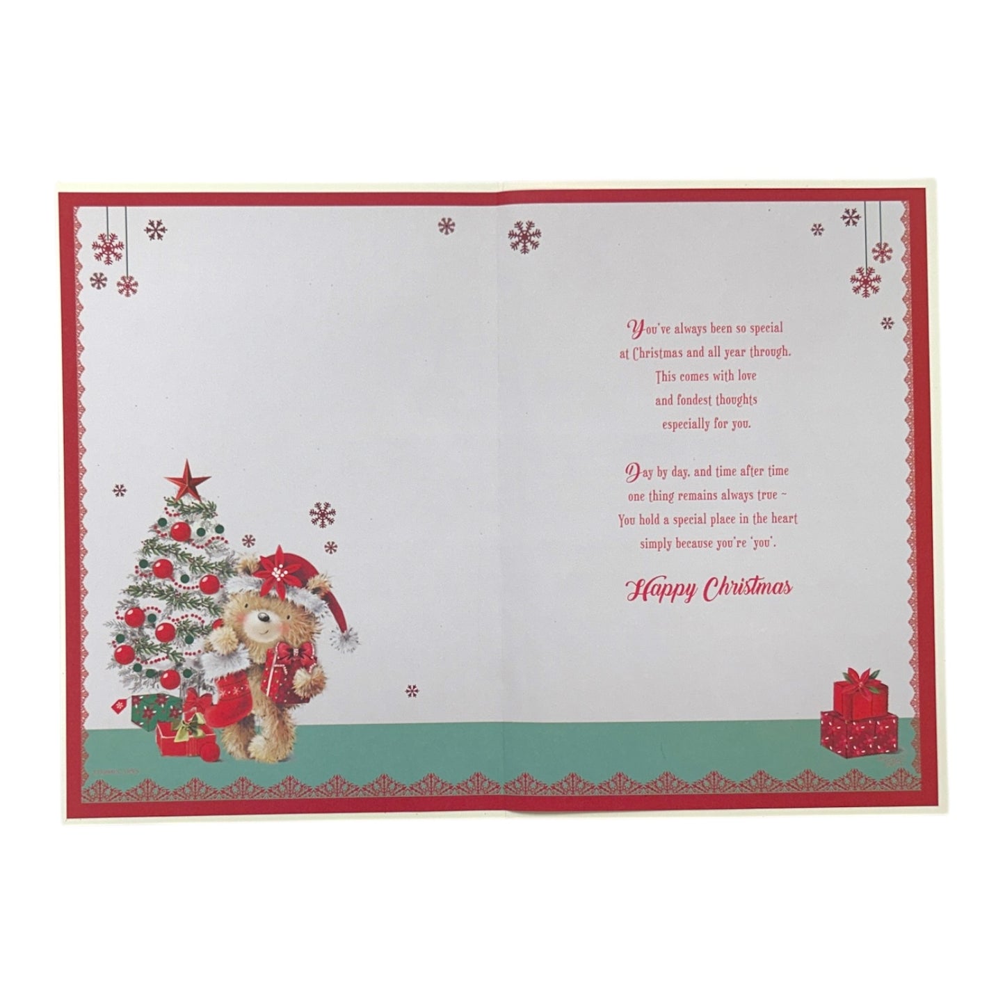 Especially For You Teddy With Stocking and Gift Design Christmas Card