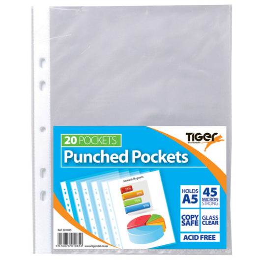 Pack of 20 A5 Punched Pockets