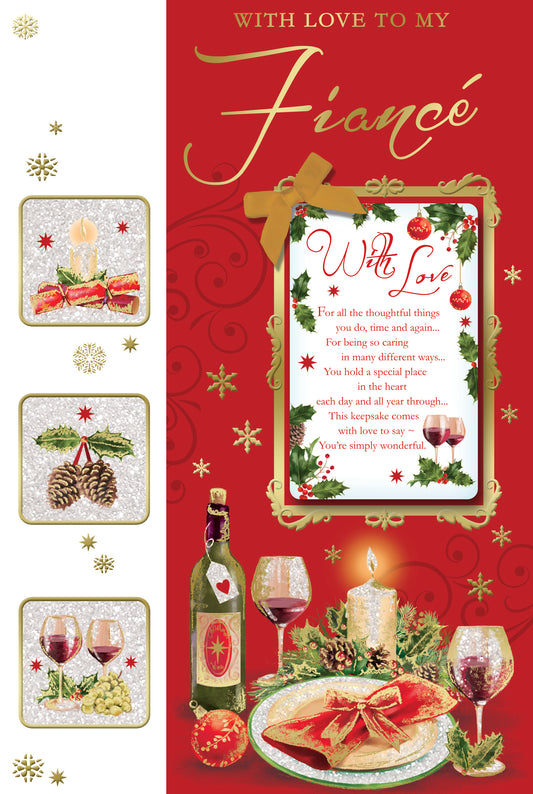With Love to My Fiance Champagne Bottle Design Christmas Card
