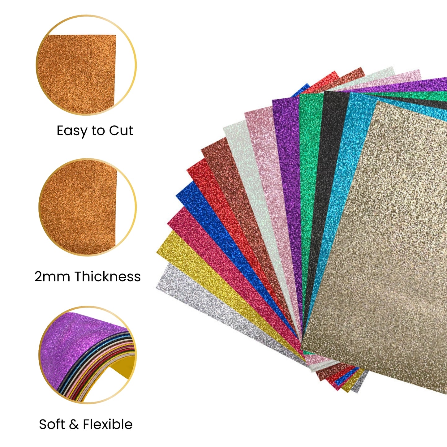Bulk Pack of 170 A4 Assorted Glitter EVA Foam Sheets