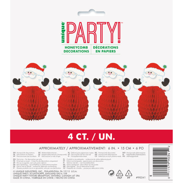 Pack of 4 Santa Honeycomb Christmas Decorations