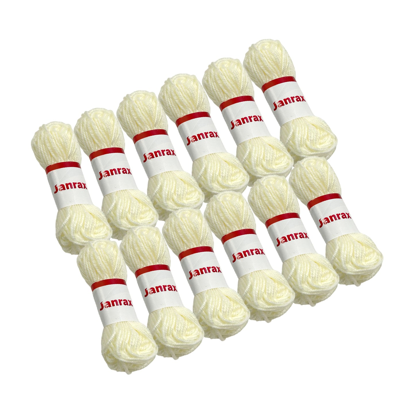 Pack of 20 Off White Acrylic Yarn Rolls – 10g each, 4 Strand 8 Ply Knitting Wool