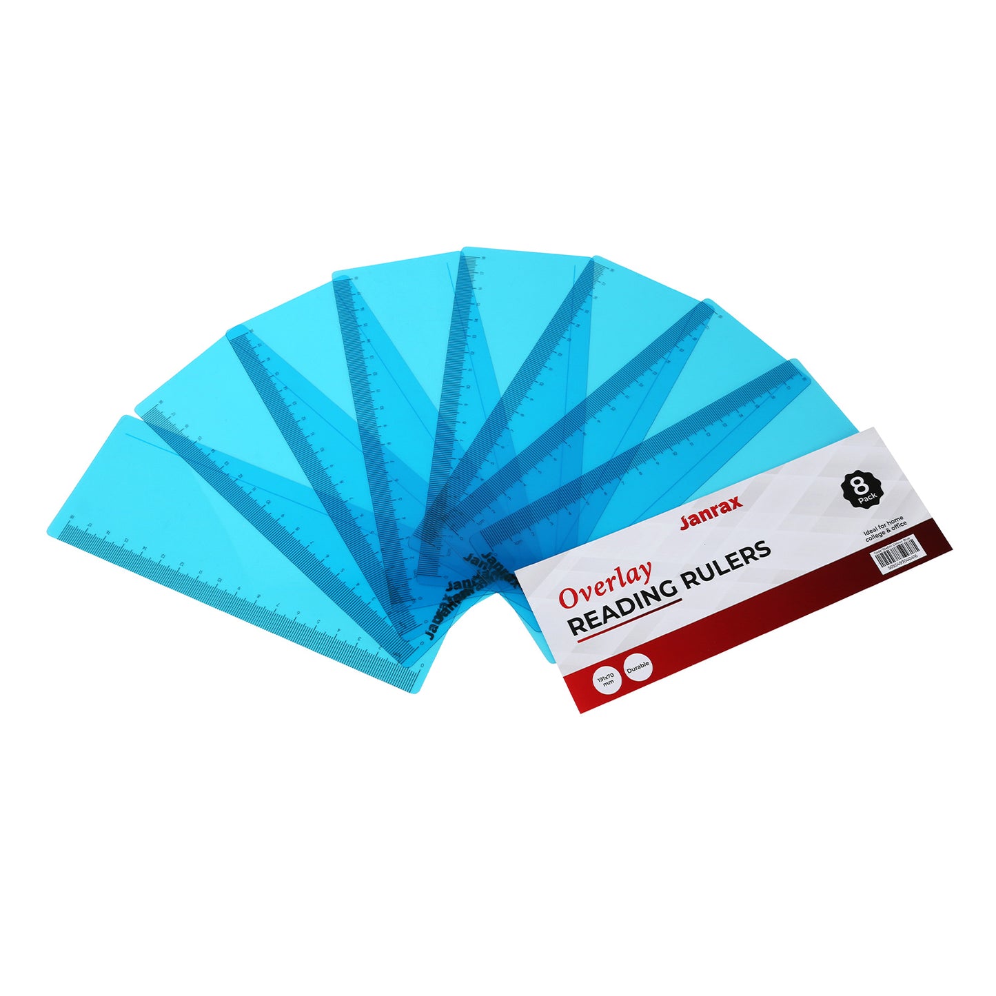 Pack of 24 Blue 191x70mm Dyslexia Overlay Reading Rulers – PET Material, Rounded Corners