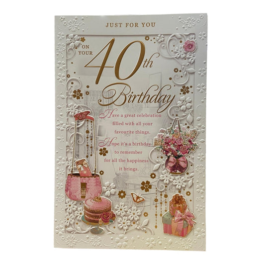 40th Female Birthday Card Sentimental Verse Large