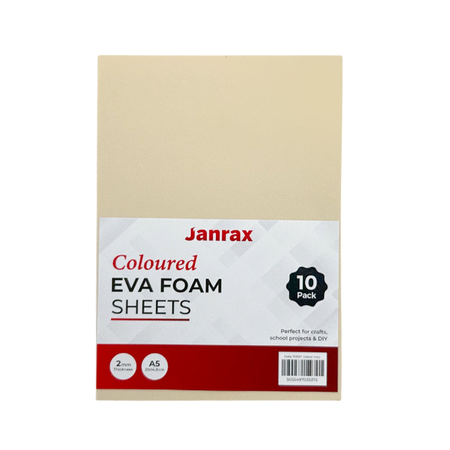 Pack of 50 A5 Ivory Coloured EVA Foam Sheets