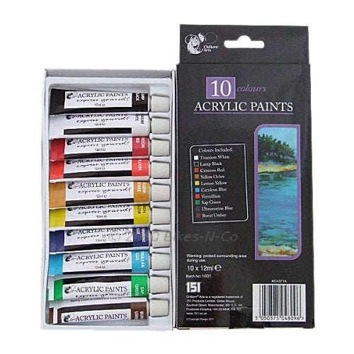 Pack of 10 Colours Acrylic Paints