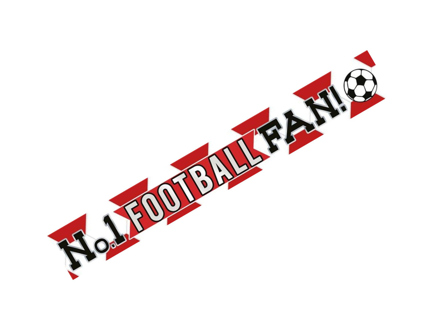 "No 1 FOOTBALL FAN!" 2.7m Red and White Football Banner