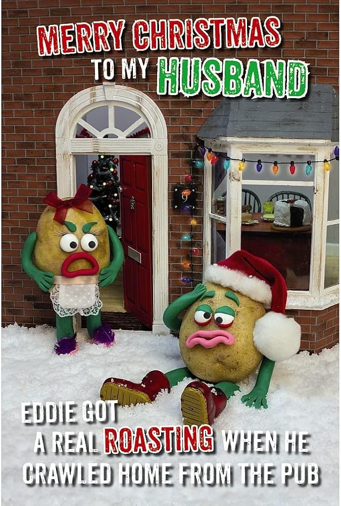 Potato Getting A Roasting Humorous Dad Christmas Card