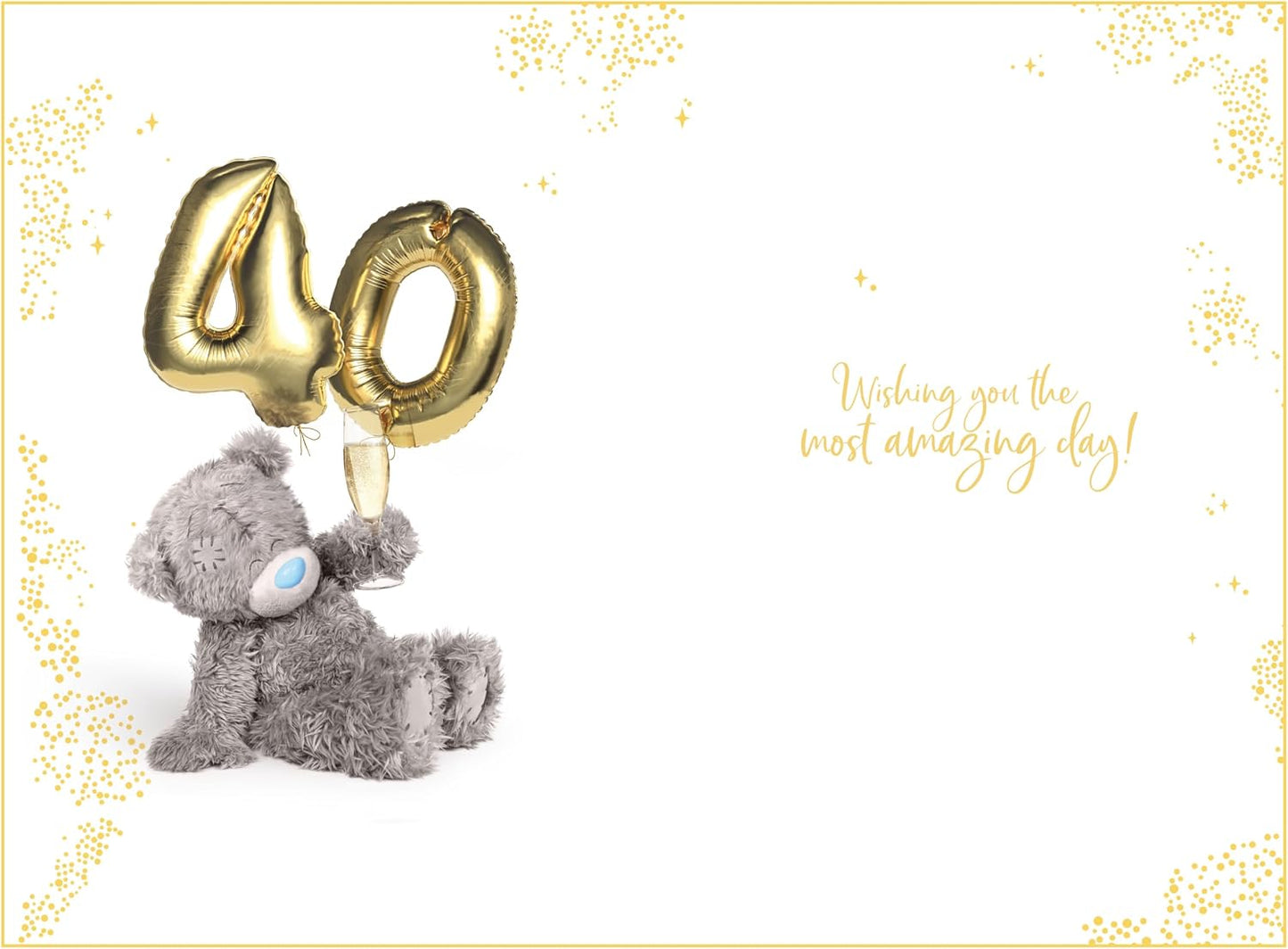 Bear With Balloons 3D Photo Finish Keepsake 40th Birthday Card