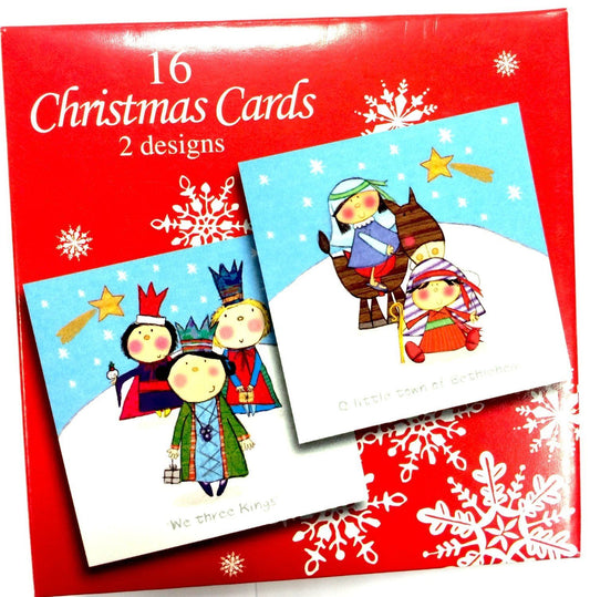 Pack of 16 Christmas Cards 2 Designs - Three Kings & Little Town of Bethlehem