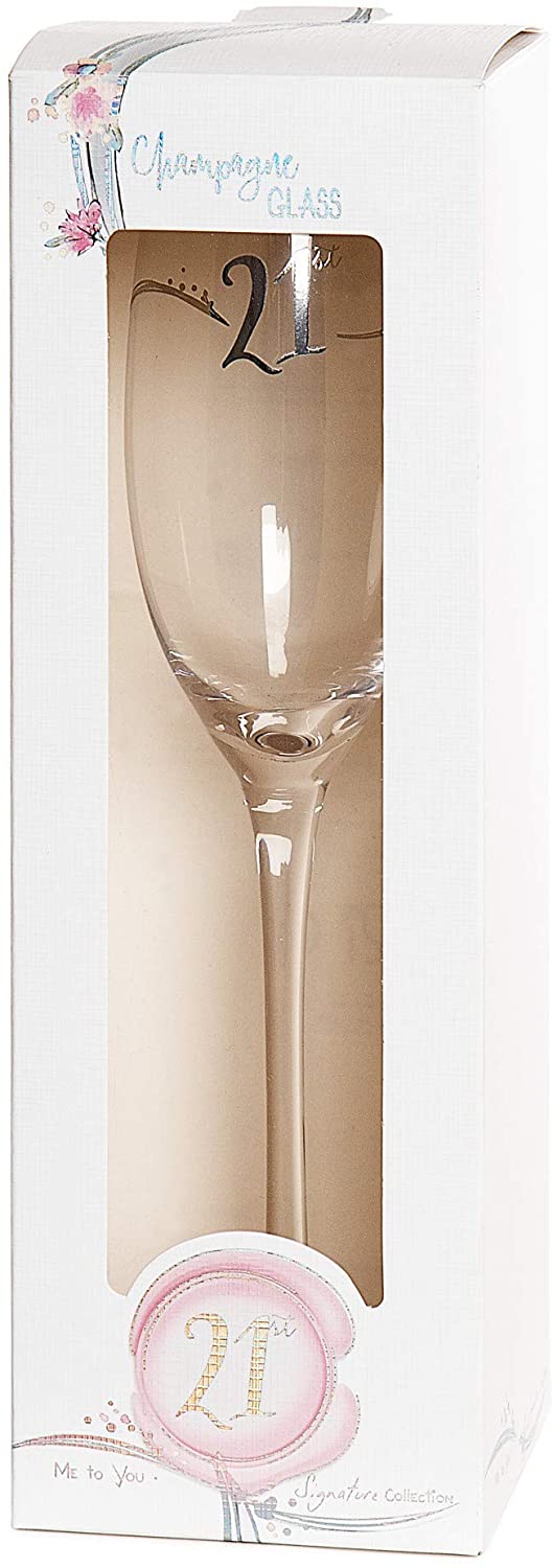 Me to You 21st Birthday Engraved Champagne Glass Flute, Gift Boxed