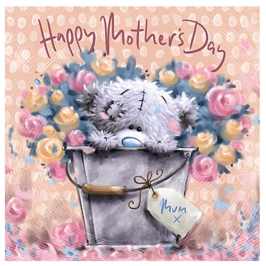 Tatty Teddy In Bucket of Flowers Design Mother's Day Card