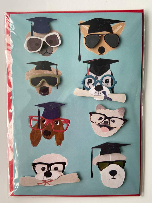 Jolie Papier 3D Clever Dogs Graduation Card