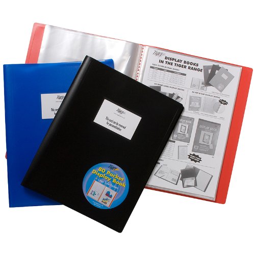Tiger A4 100 Pocket Flexi Cover Display Book - Assorted Colours