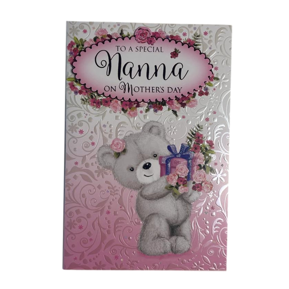 To A Special Nanna Teddy Holding Bouquet Design Mother's Day Card