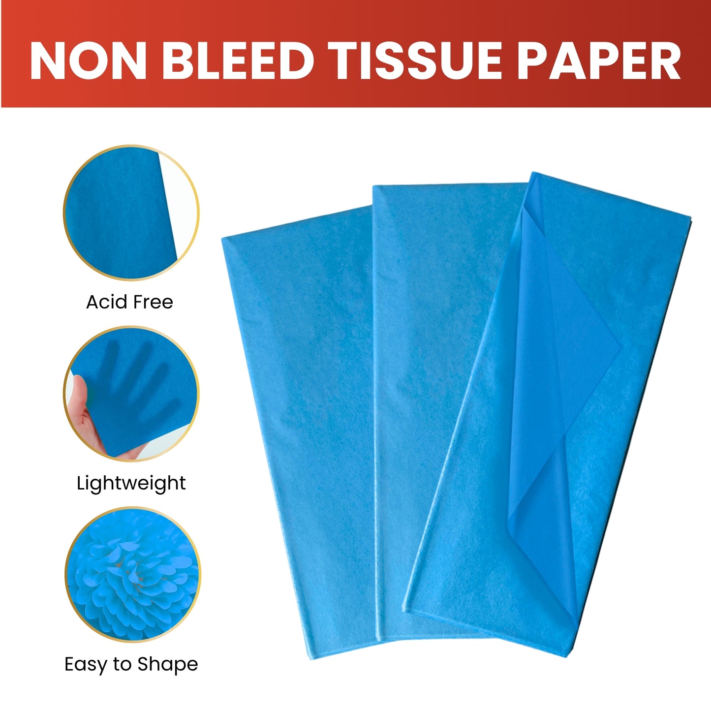 Pack of 10 Blue Acid Free 50 x 70cm Tissue Paper Sheets