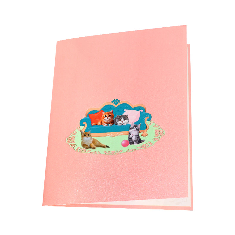 Cat Design Party 3D Pop Up Greeting Card