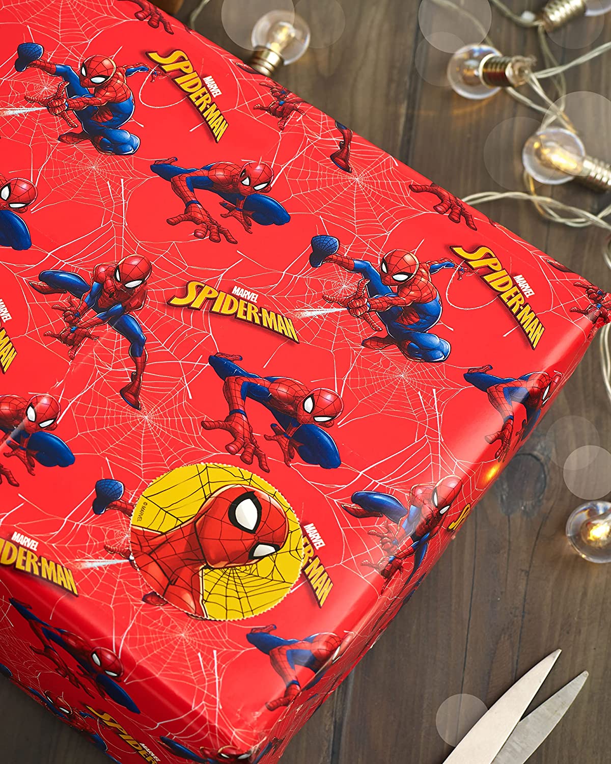 Spiderman Packaged Wrap Birthday Wrapping Paper 2 Sheets and 2 Tags
