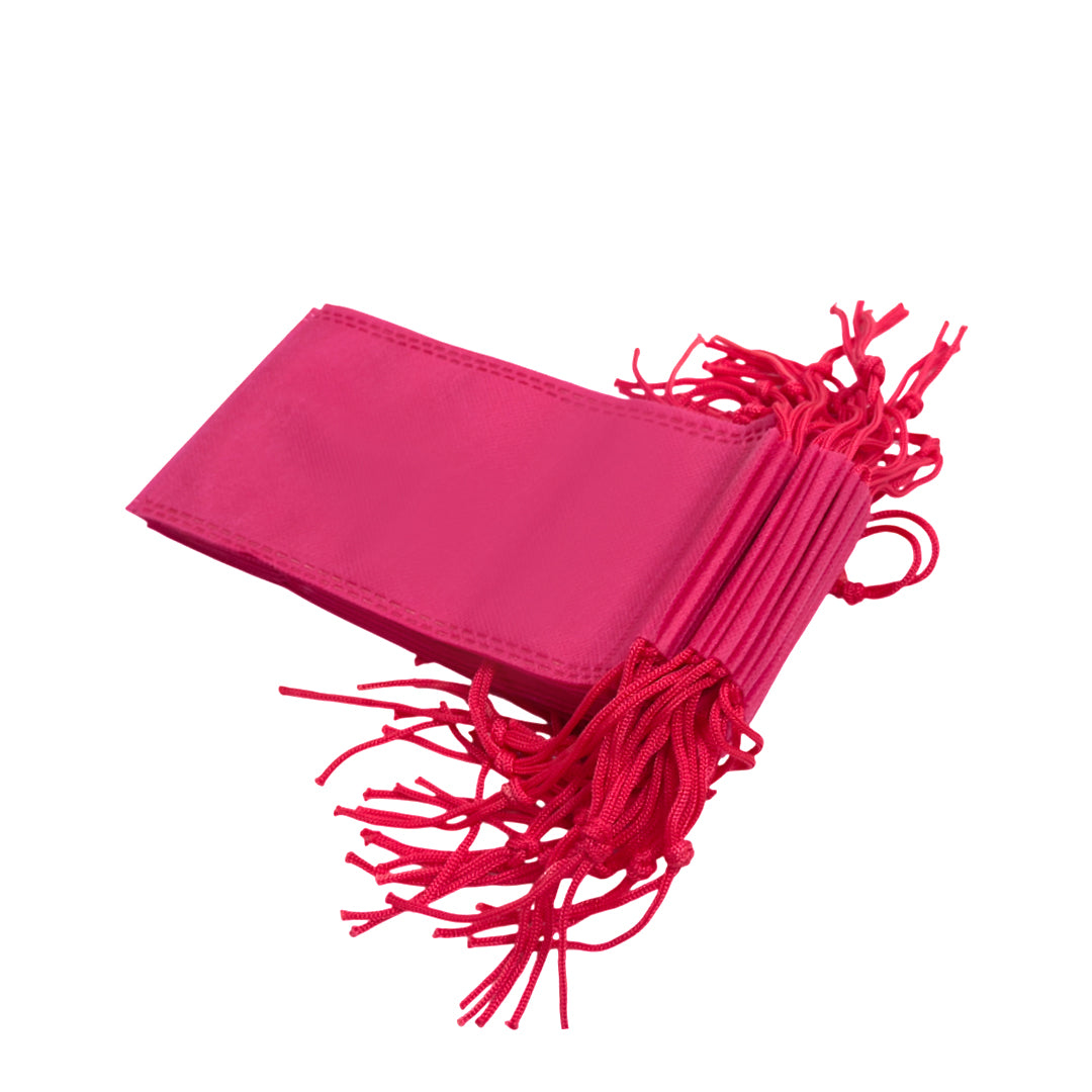 Pack of 100 Pink Coloured 48x39cm Non-Woven Drawstring Bags