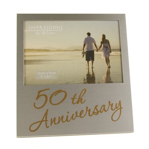 Golden 50th Wedding Anniversary Gift Photo Frame - 5"x3.5"