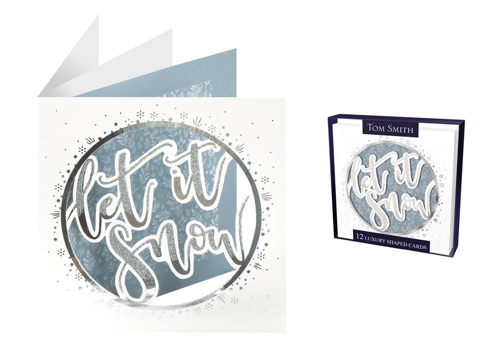 Pack of 12 Luxury Winter Script Design Christmas Cards