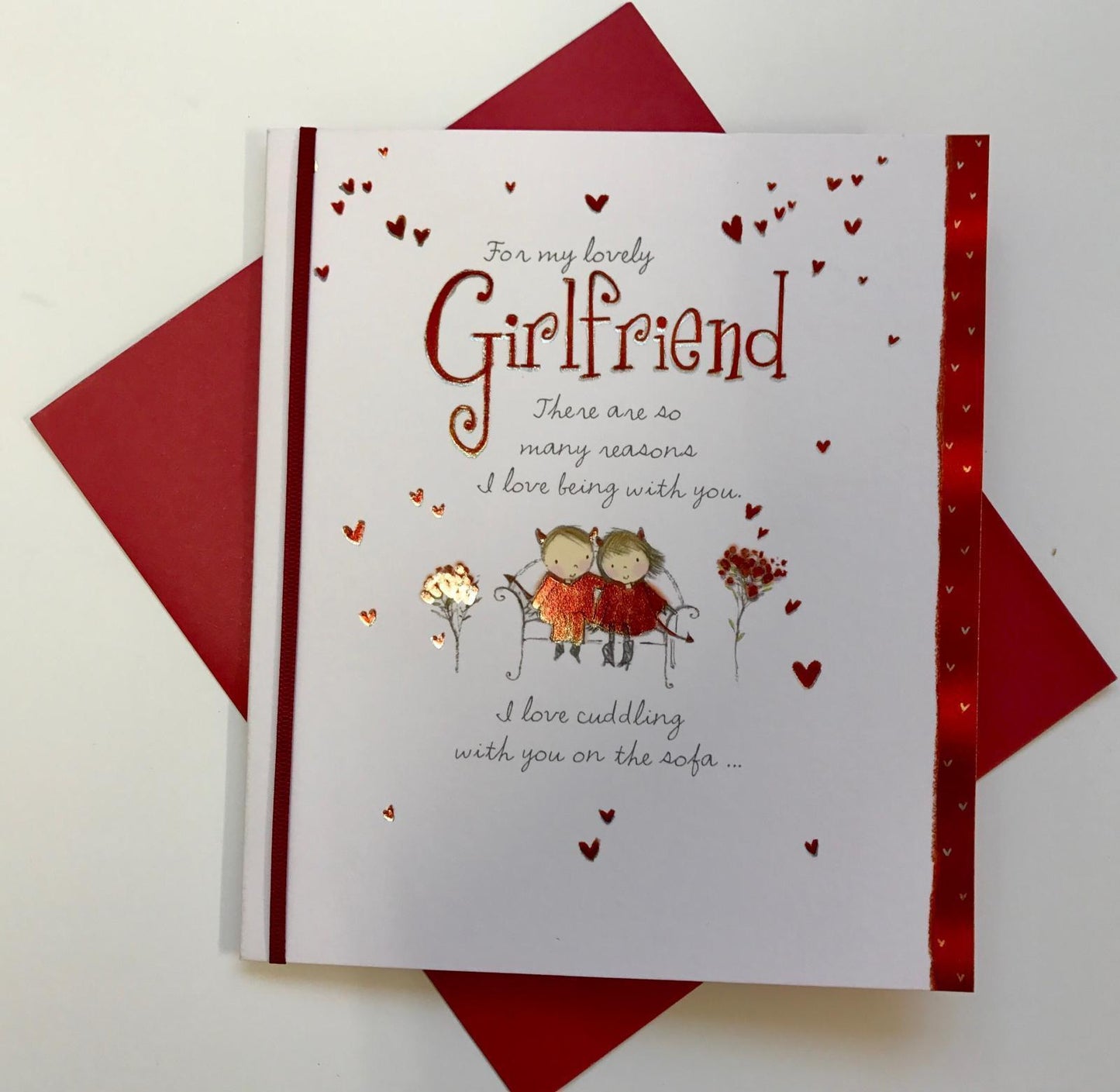 For My Lovely Girlfriend Cuddling on Sofa Valentine's Day Card