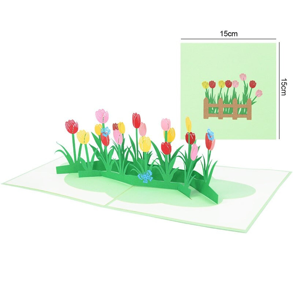 Colorful Tulip 3D Pop Up Greeting Card - Mother's Day Anniversary Birthday Get Well