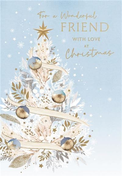 Decorated Tree with foil Eco-Friendly Wonderful Friend Christmas Card