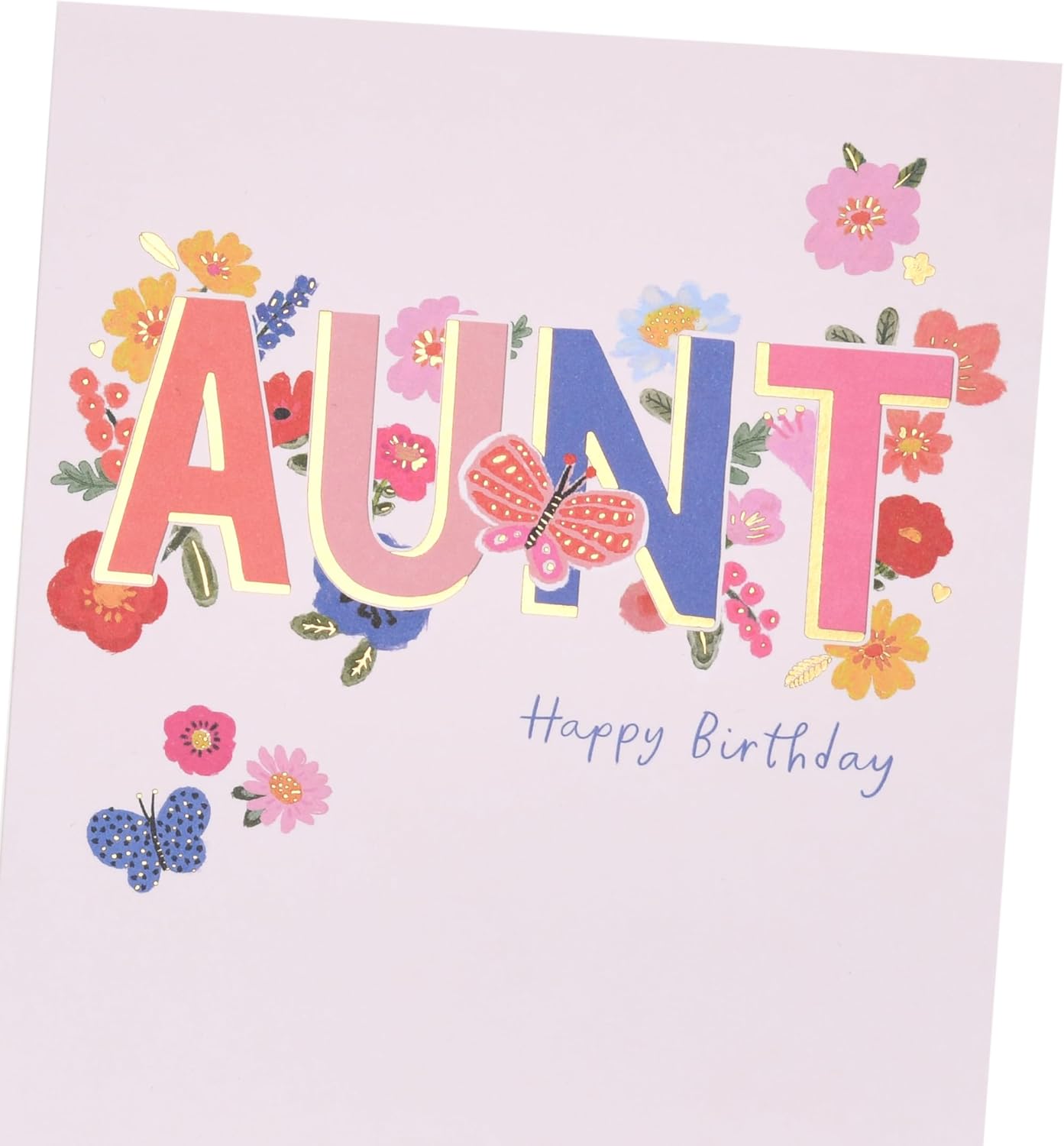 Flowers Lettering Design Aunt Birthday Card