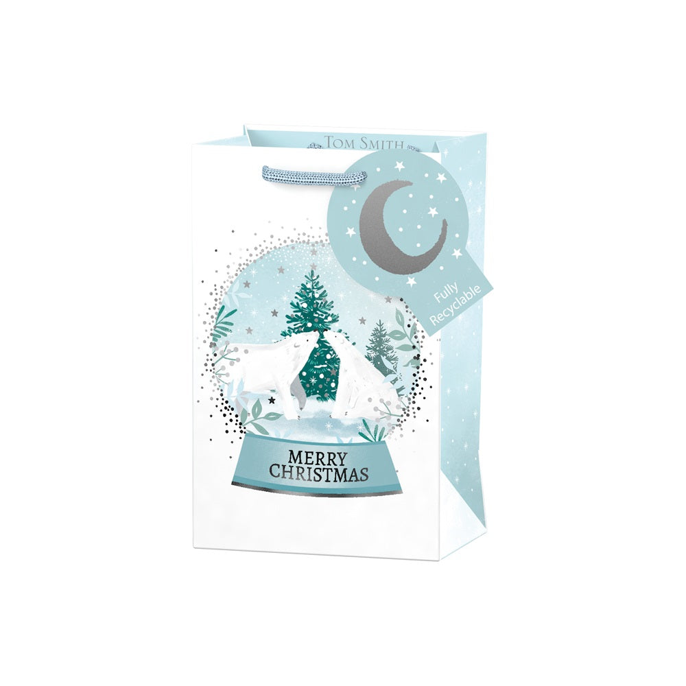 Pack of 12 Charming Polar Bears Design Small Christmas Gift Bags