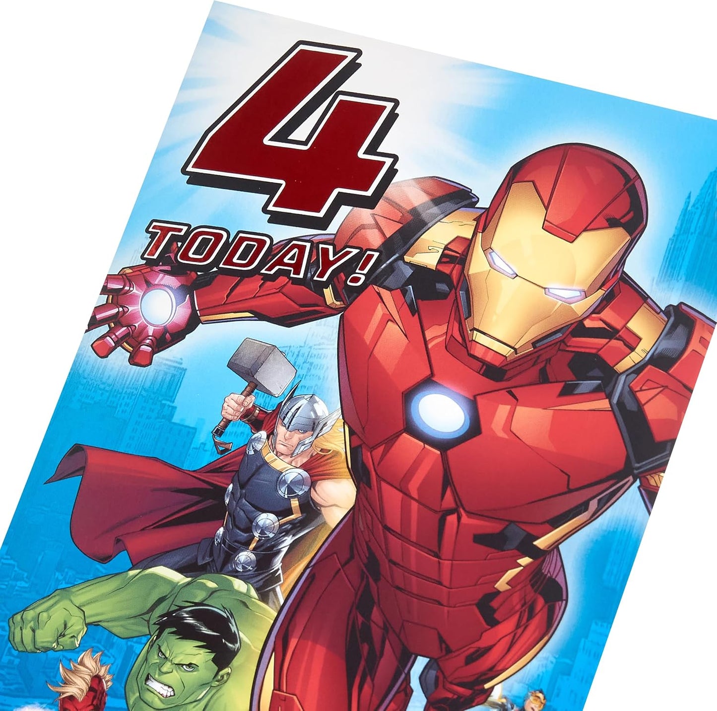 Marvel Avengers Design 4th Birthday Card with Activity Inside
