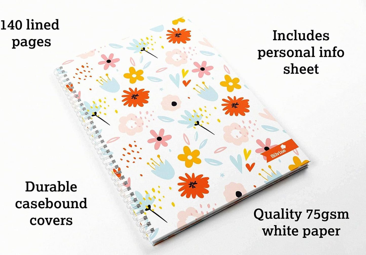 A4 140 Pages Twin Wire Marlene West Floral Hardback Notebook