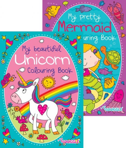 Single Unicorn Or Mermaid Design 36 Sheets Colouring Book