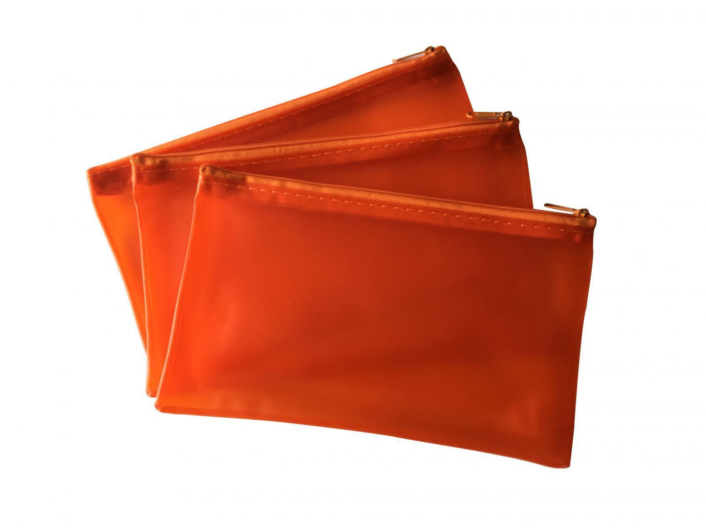 8x5" Frosted Orange Pencil Case - See Through Exam Clear Translucent