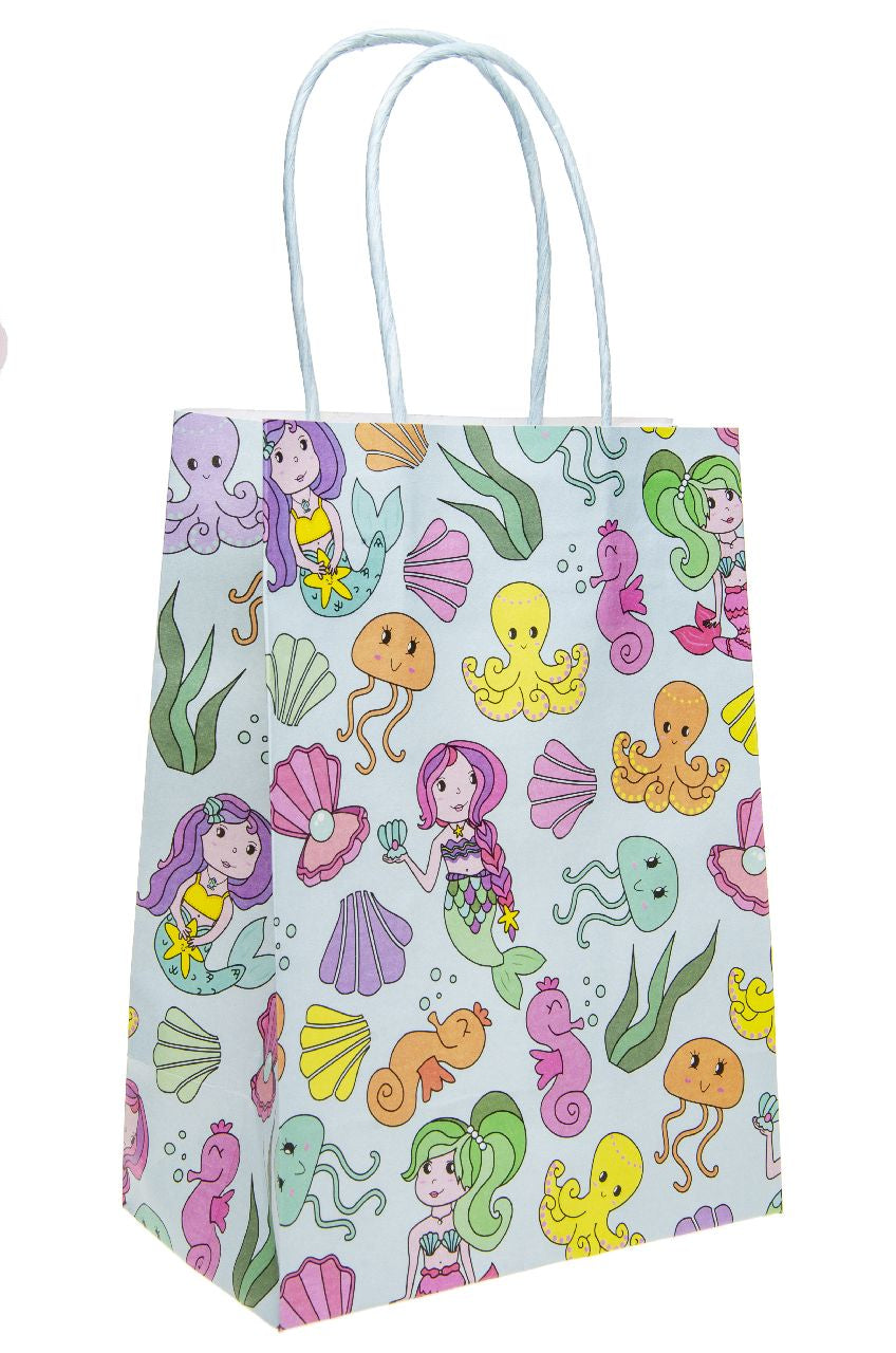 Pack of 20 Pre Filled Mermaid Theme Kids Party Favour Bags – Gift Bags with Reusable Cup & Themed Toys